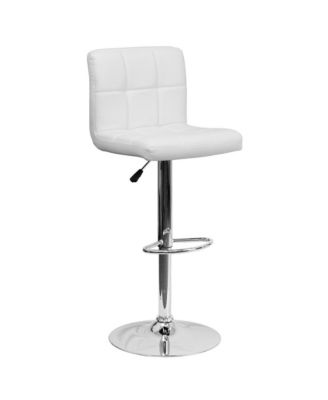 Стеганый виниловый поворотный барный стул с регулируемой Высотой и хромированным основанием