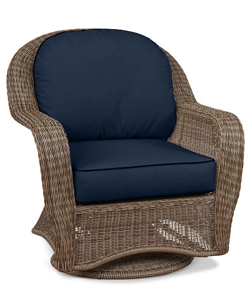 Furniture Sandy Cove Wicker Outdoor Swivel Glider Custom Sunbrella Created For Macy S Reviews Furniture Macy S