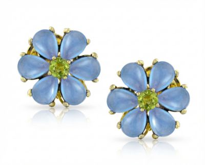 Женские серьги-клипсы Bling Jewelry Garden с нефритом, голубые