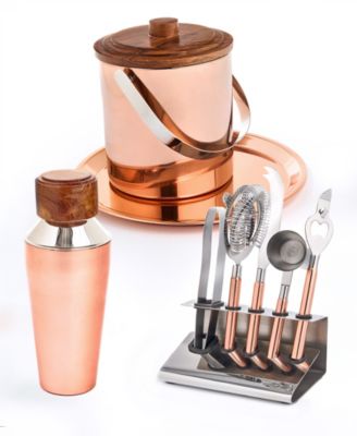 Фирменная коллекция Godinger Copper, состоящая из 9 предметов, Изготовлена из Высококачественной Нержавеющей стали с вставками из Дерева Акации.