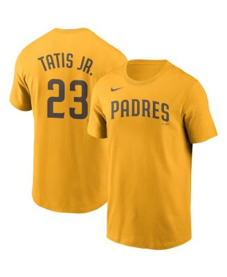 Мужская футболка Nike Fernando Tatis Jr. Gold с именем и номером San Diego Padres золотая