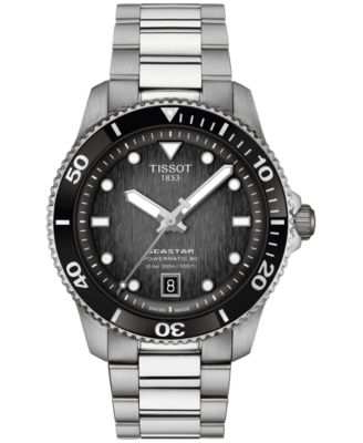 Мужские швейцарские автоматические часы Tissot Seastar 1000 Powermatic 80 с браслетом из нержавеющей стали 40 мм