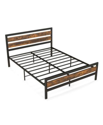 Промышленная кровать SUGIFT Queen-Size с изголовьем и изножьем в деревенском стиле-черный размер Queen-Size