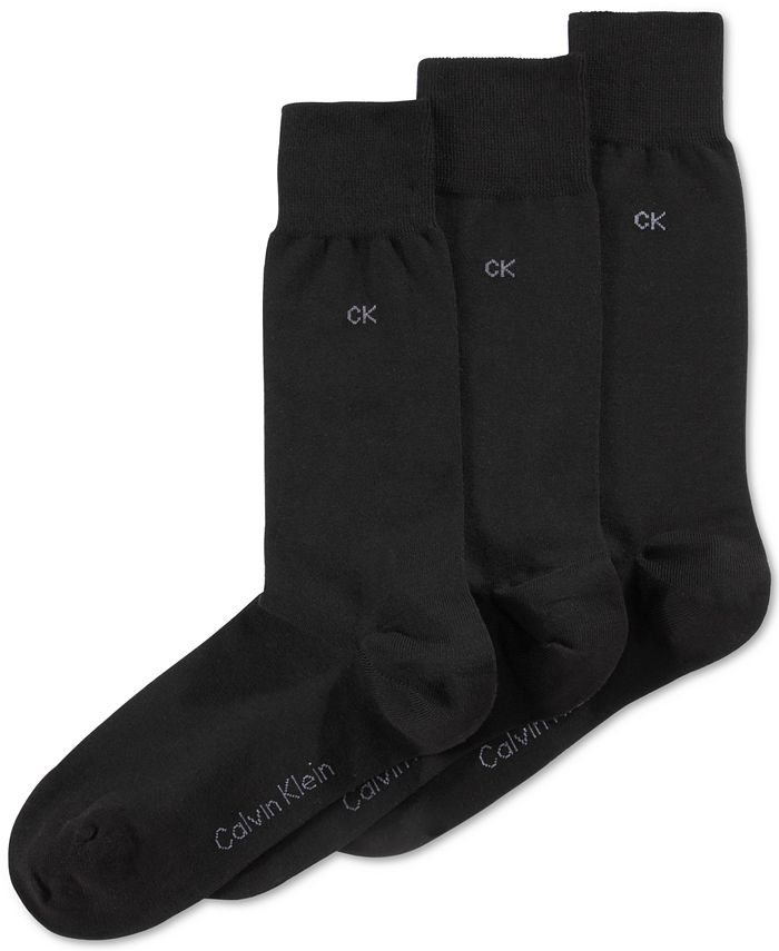 Calvin Klein Men's Socks, Combed Flat Knit Crew 3 Pack & Reviews