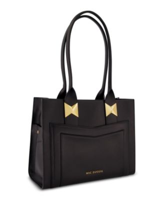 Большая кожаная сумка-тотализатор Mac Duggal с позолоченной фурнитурой