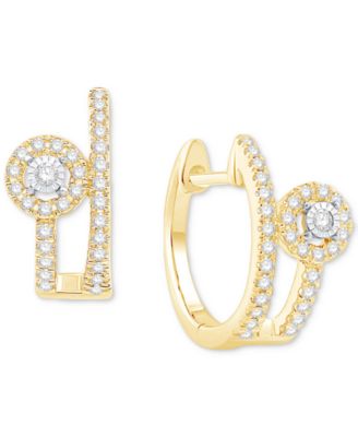 Серьги-кольца Macy's Diamond Halo 0,25 карат, двухцветные