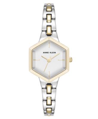 Женские кварцевые часы Anne Klein с миниатюрным шестиугольным браслетом из двухцветного сплава, 21 мм