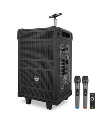 Портативная акустическая система Bluetooth Pyle PWMA1099A – 10 " мощностью 600 Вт, Перезаряжаемая батарея, Беспроводной микрофон, USB/Micro SD/FM, светодиодный дисплей черного цвета