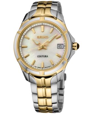 Женские часы Seiko Coutura с двухцветным браслетом из нержавеющей стали 34 мм
