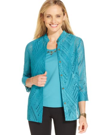 Alfred Dunner Layered-Look Geometric-Illusion Top - Tops - Women - Macy's