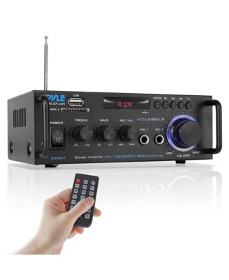 Стереоусилитель мощности Pyle с Bluetooth, RCA, USB/SD/FM, 100 Вт, черный