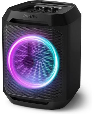 Колонка для вечеринок PHILIPS Bluetooth, Динамическое усиление басов, Выходная мощность 14 Вт, Светодиодная подсветка, Портативная колонка для вечеринок, Aux-вход, Воспроизведение по USB, черная