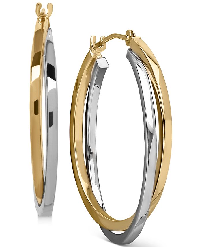 Medium white gold hoop earrings clearance