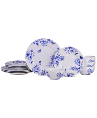 222 Набор посуды Fifth Cassian с тиснением Toile Blue из 12 предметов, сервиз на 4 персоны