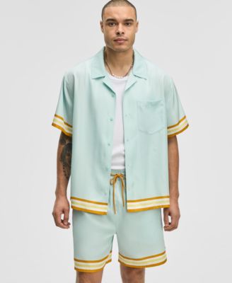 Модная мужская рубашка свободного кроя из саржи с контрастной отделкой, эксклюзивно представленная в Macys