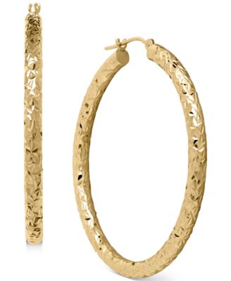 diamond cut gold hoop earrings