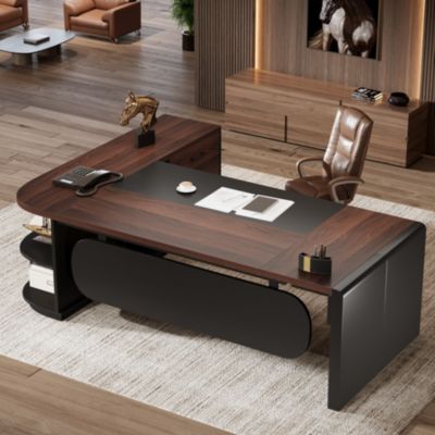 Письменный стол Tribesigns 80-дюймовой Г-образной формы, Большой офисный стол руководителя с выдвижными ящиками размером 55 дюймов, Современный компьютерный стол