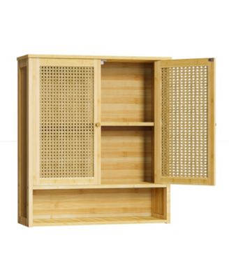 Настенный шкафчик для лекарств в ванной комнате с двойной дверью UNHO: Кухонный шкаф для хранения вещей с 3 полками