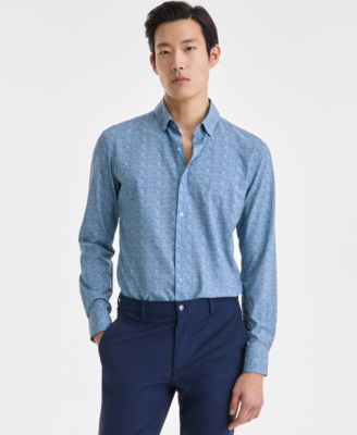 Мужская рубашка Alfani Illusion с длинным рукавом и гео-принтом спереди на пуговицах, эксклюзивно для Macys