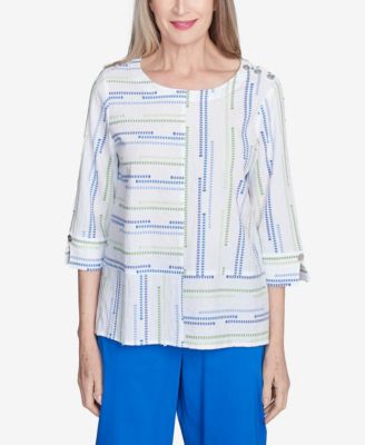 Жаккардовый топ Alfred Dunner Petite Parrot Cay с текстурированной вставкой