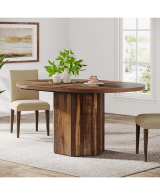 Tribesigns/ Овальный обеденный стол 55,12 дюймов на 4-6 персон, Деревянный кухонный стол, Обеденный стол в деревенском стиле, Мебель для дома, Кухонный стол для кухни