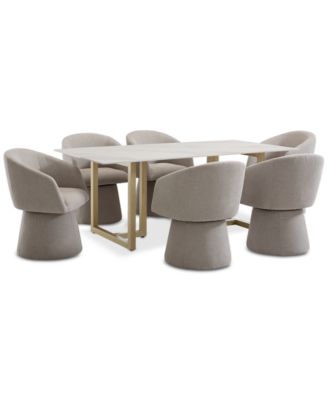 Обеденный гарнитур Emila из прямоугольного стола и вращающихся стульев Emila, 7 предметов, созданный для Macy's