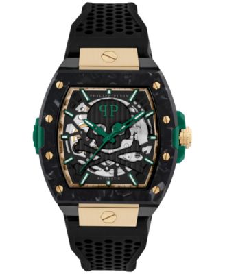 Мужские автоматические часы Philipp Plein The Skeleton 2.0 с черным силиконовым ремешком 44 мм