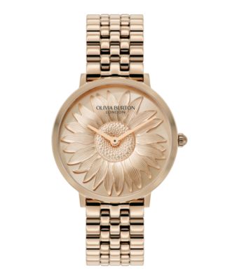Женские часы-браслет из нержавеющей стали Olivia Burton с подсолнухом цвета розового золота, 35 мм