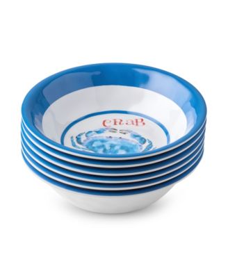 Сертифицированные международные меламиновые миски Beach House Crab, 6 шт., Универсальные, рассчитанные на 6 персон