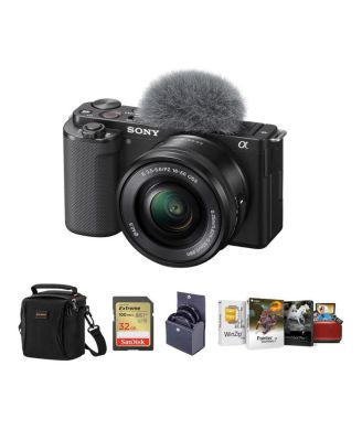 Беззеркальная камера Sony ZV-E10 с объективом 16-50 мм, Черный комплект с программным обеспечением для редактирования фотографий Mac, Карта памяти SD емкостью 32 ГБ, Сумка через плечо, черный фильтр 40,5 мм