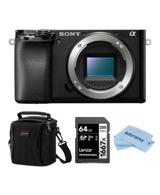 Беззеркальный фотоаппарат Sony Alpha a6100, комплект с картой памяти SDXC емкостью 64 ГБ и сумкой через плечо черного цвета