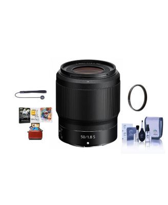Объектив Nikon NIKKOR Z 50mm f/1.8 S для беззеркальных камер серии Z = Комплект с 62-миллиметровым УФ-фильтром, набором для чистки, колпачком, программным обеспечением Mac черный