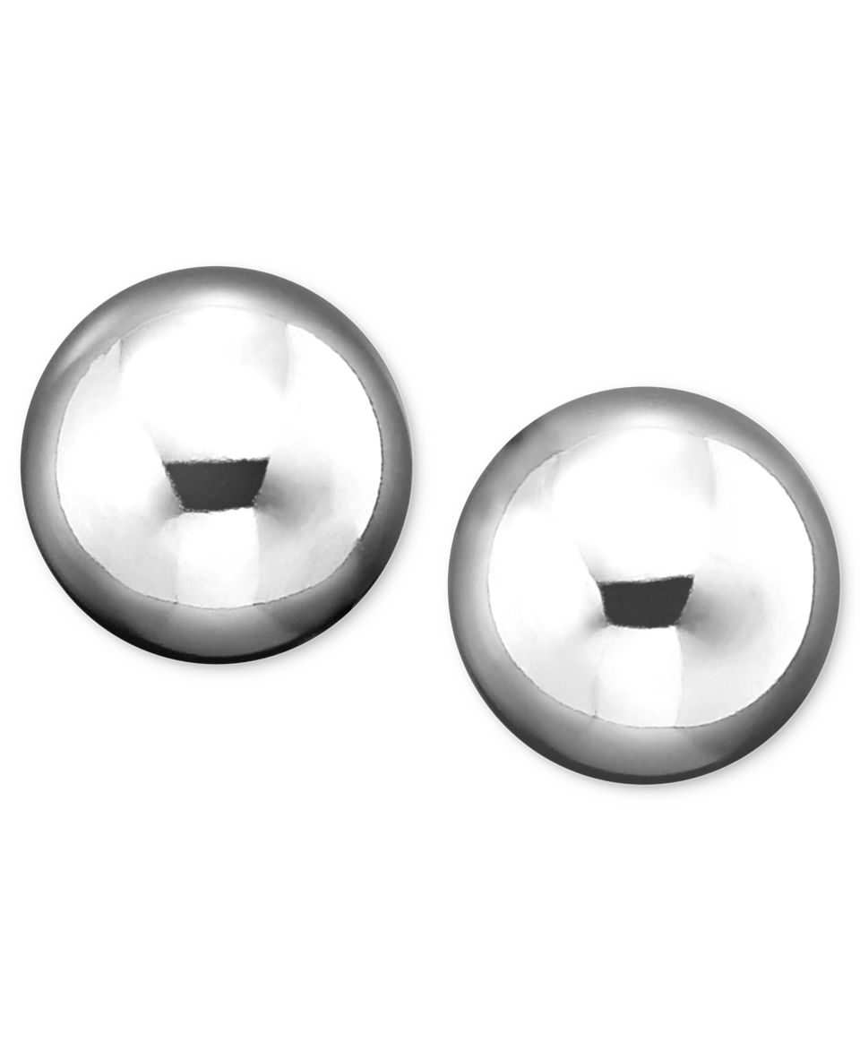14K White Gold Ball Stud Earrings (4   10mm)   Earrings   Jewelry & Watches