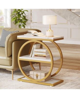 Прикроватный столик Tribesigns, Узкий прикроватный столик с 3 полками для хранения, Деревянный прикроватный столик с черными металлическими рамами, Промышленный небольшой прикроватный столик для гостиной, Тумбочка и прикроватный столик для спальни белого 