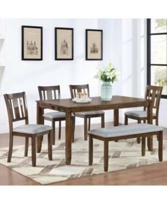 Обеденный стол из орехового дерева Streamdale Furniture, состоящий из 6 предметов, 4 стульев и скамейки
