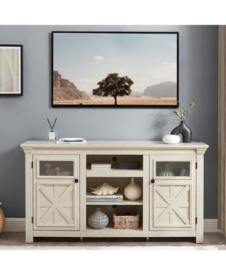 Подставка для телевизора Streamdale Furniture Farmhouse, 60" Современная развлекательная консоль с 2 дверцами, Белая