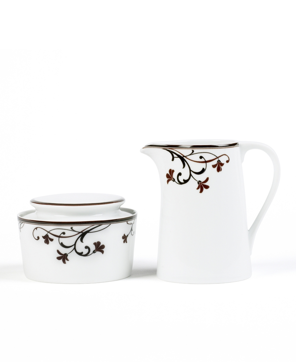 Mikasa Dinnerware, Cocoa Blossom Sugar and Creamer   Fine China