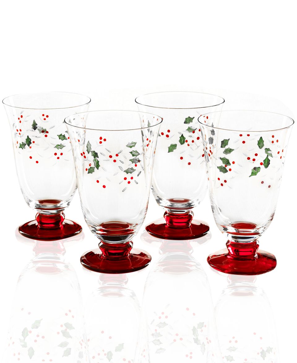 Martha Stewart Collection Glassware, Set of 4 Holiday Garden Sentiment