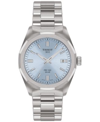 Женские швейцарские часы Tissot PRC 100 Solar с браслетом из нержавеющей стали 34 мм