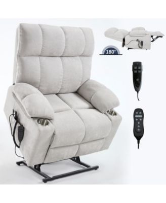 кресло-реклайнер sumyeg с двухмоторным подъемником из синели с электроприводом и бесконечным расположением коричнево-бежевого цвета