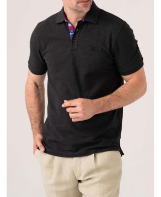 Koy Clothing Мужское хлопчатобумажное поло из пике с коротким рукавом серого цвета