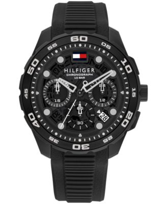 Мужские часы с хронографом Tommy Hilfiger на черном силиконовом ремешке, 44 мм
