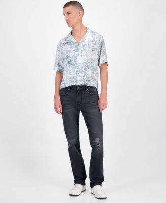 Темные джинсы GUESS Mateo Regular прямого кроя с эффектом стирки