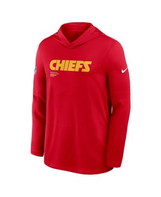 Мужская красная футболка Nike Kansas City Chiefs Sideline Pure Fury Performance с капюшоном и длинными рукавами от Nike