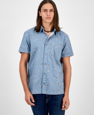 Мужская рубашка с коротким рукавом Sun + Stone с цветочным принтом, эксклюзивная модель Macy's