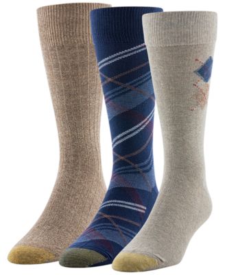 Мужские носки с усиленным носком Brooks Argyle Crew Socks multi, 3 упаковки, с золотым носком.