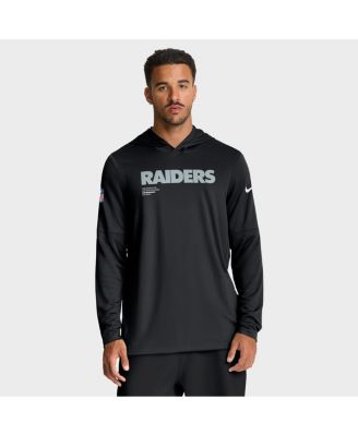 Мужская черная футболка Nike Las Vegas Raiders Sideline Pure Fury Performance с капюшоном и длинными рукавами от Nike