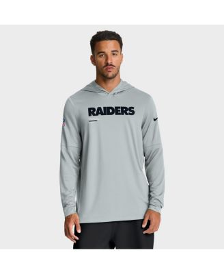 Мужская серебристая футболка Nike Las Vegas Raiders Sideline Pure Fury Performance с капюшоном и длинными рукавами от Nike