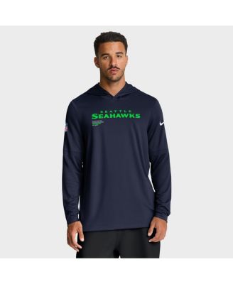 Мужская футболка Nike College Navy Seattle Seahawks Sideline Pure Fury Performance с длинным рукавом и толстовкой с капюшоном