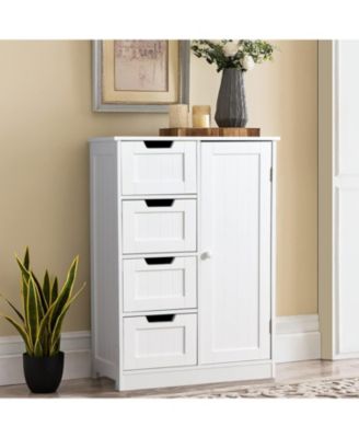 Белый отдельно стоящий шкаф для хранения вещей в ванной комнате VANIRROR – Органайзер на 4 ящика с регулируемой полкой для ванной комнаты, кухни и гостиной